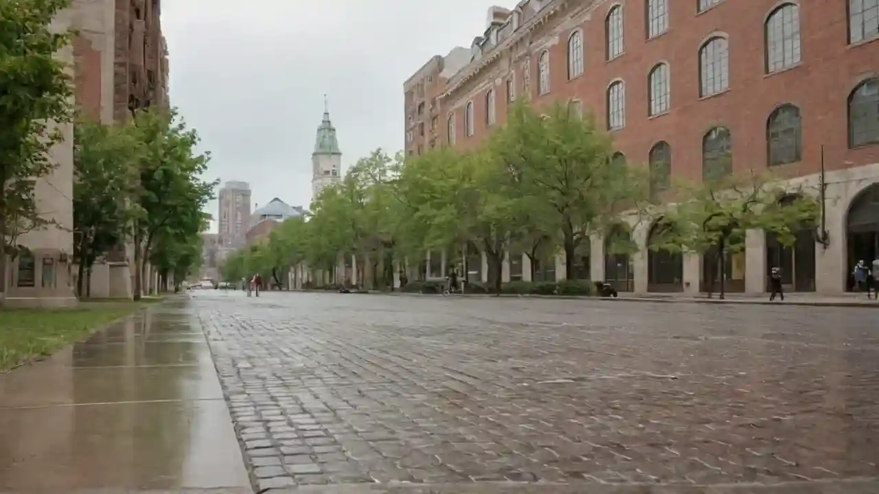 Urban gateau fanges med nedbør og skygge
