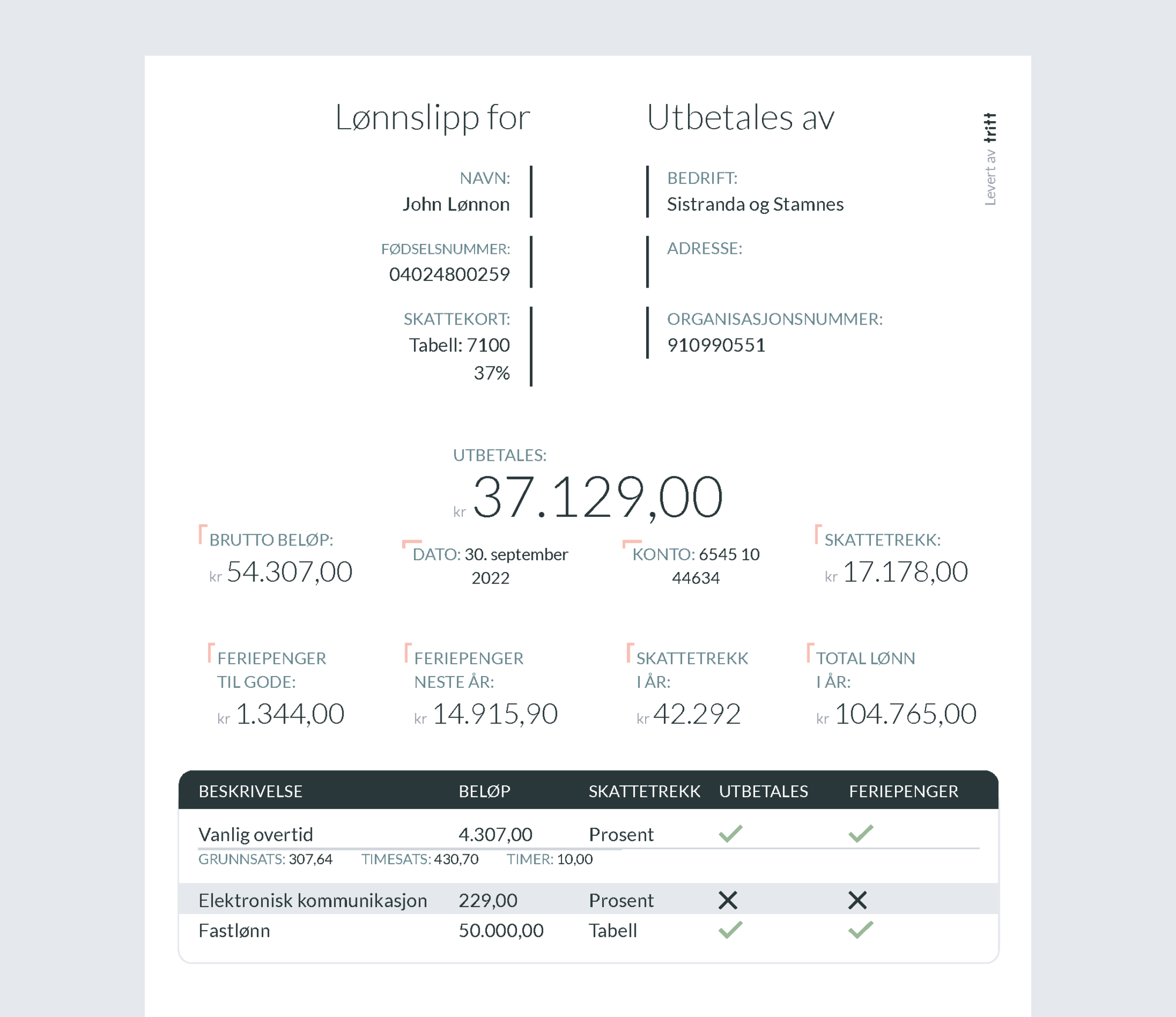 Lønnsslipp i 2026: slik leser jeg den (med eksempel)