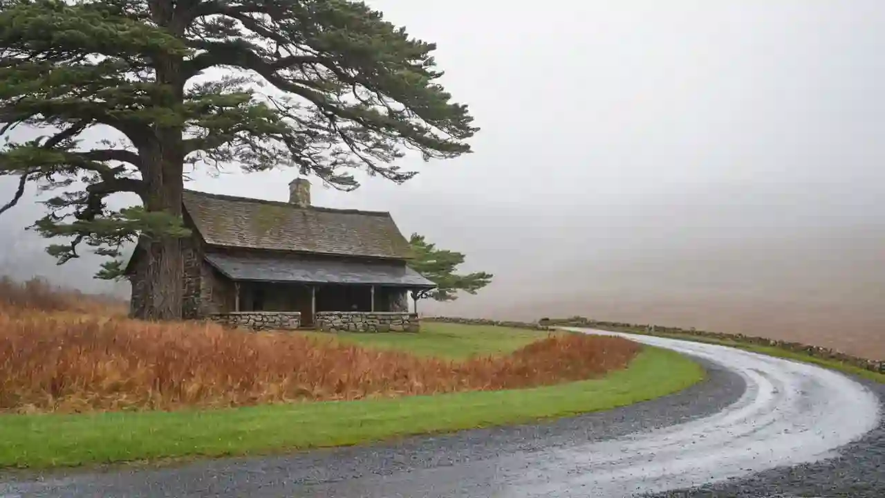 Regntung stillhet i det fjerne landskapet