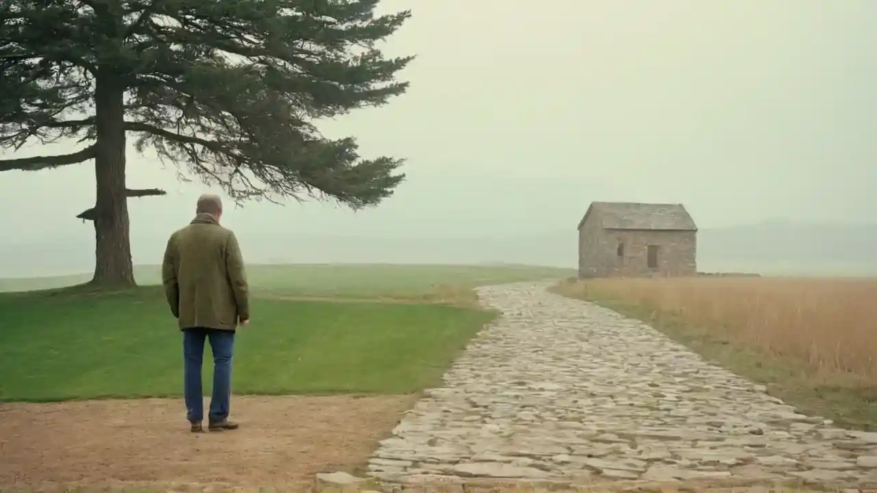 Stillhet preger en fredelig, landlig scene