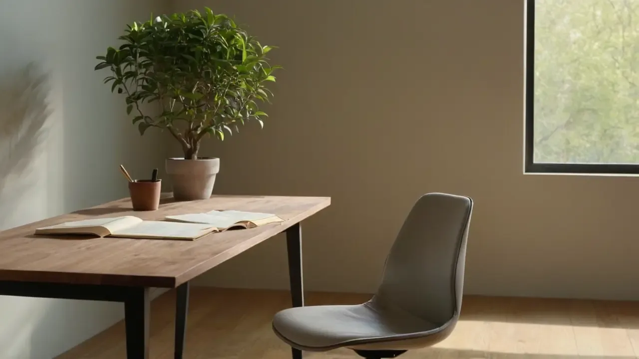 Stillhet møter enkelhet i et arbeidsrom