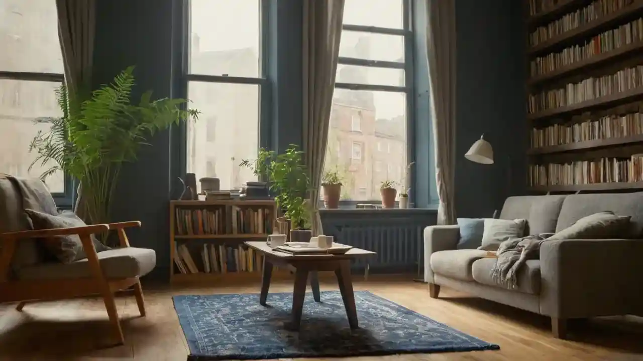 Koselig stue, fylt av stillhet og lys