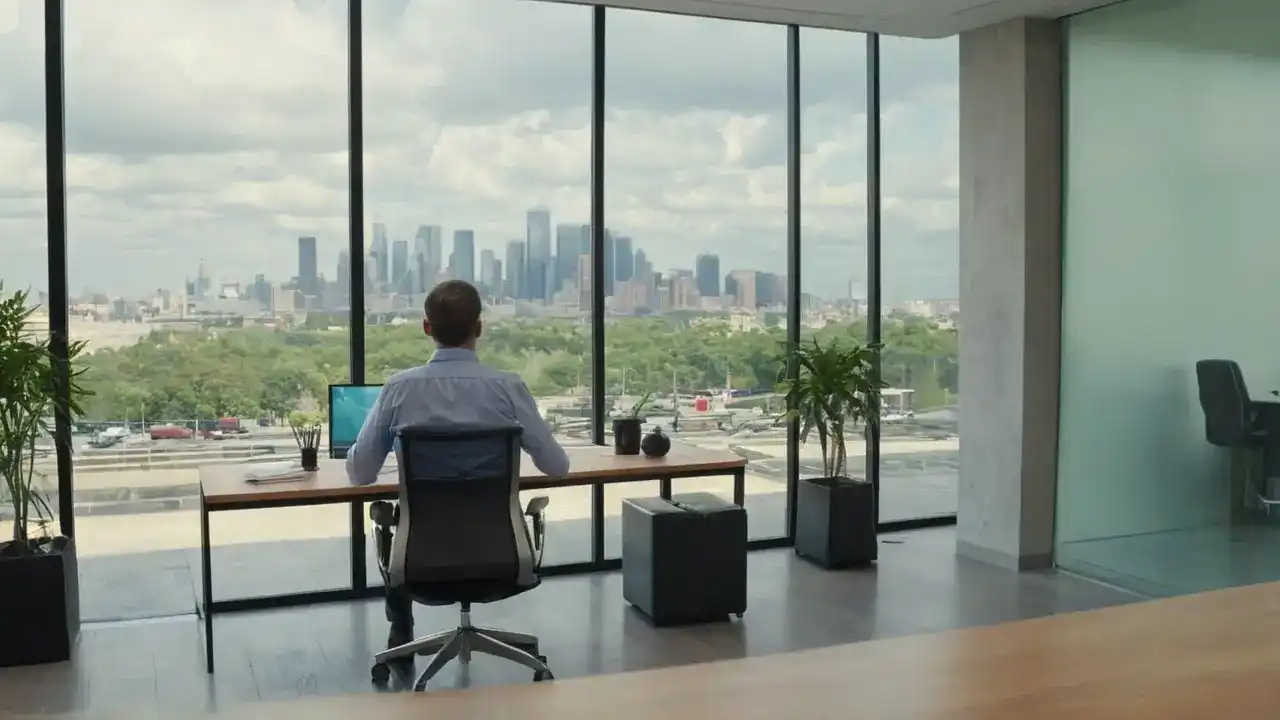 Moderne kontor, rolig og reflekterende i lyset
