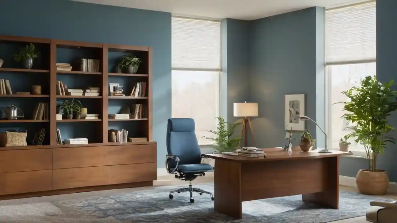 Moderne kontor stråler av stillhet og orden