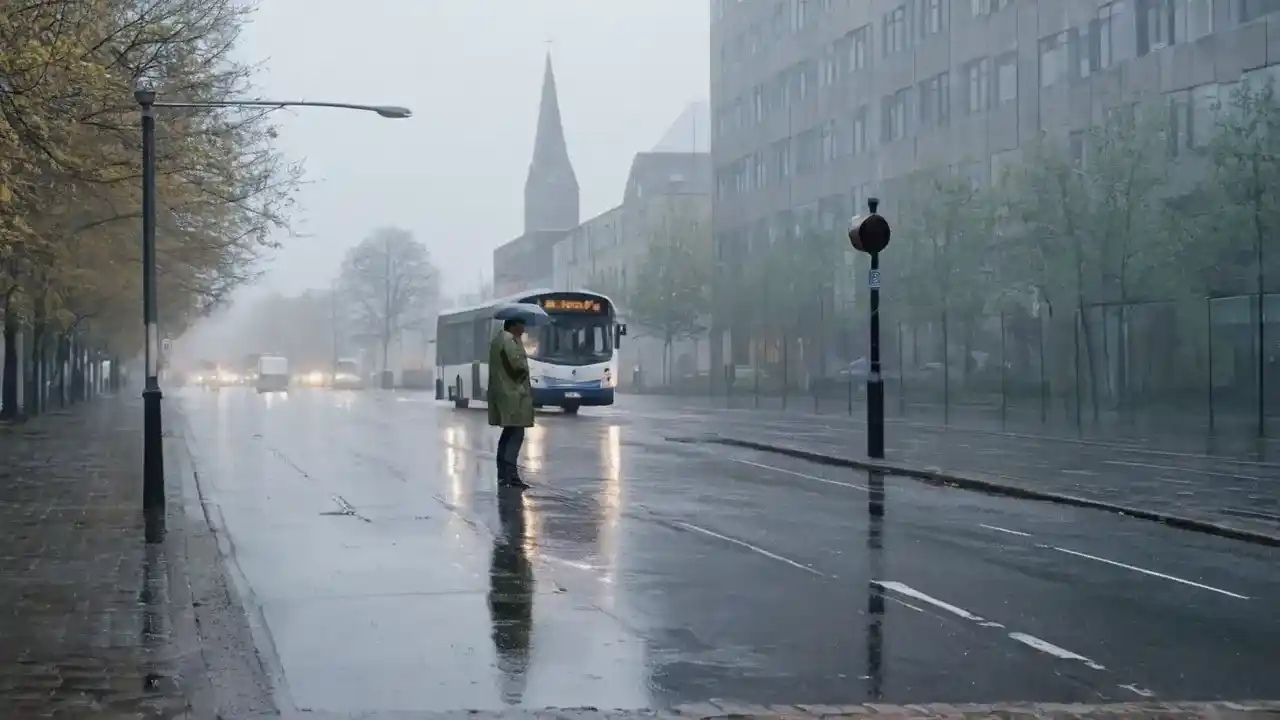 Oslo i regn – stillhet og grå