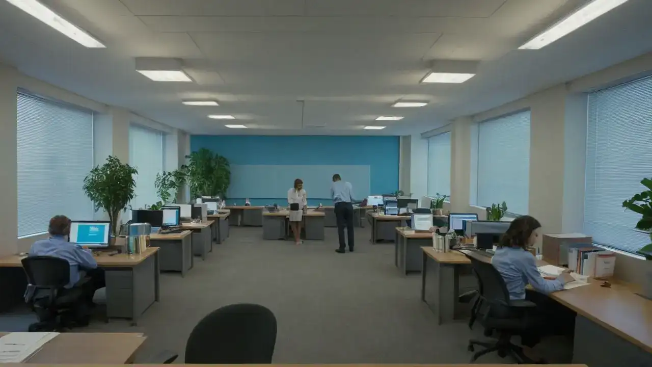 Kontormiljøet fremstår rolig og arbeidsomt
